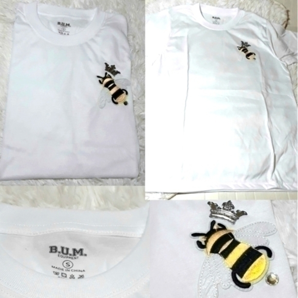 Crowned Queen Bee 🐝Embroidered Patch T-Shirt